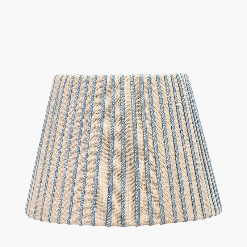 Isla 35cm Jute Striped Natural & Blue Tapered Lampshade
