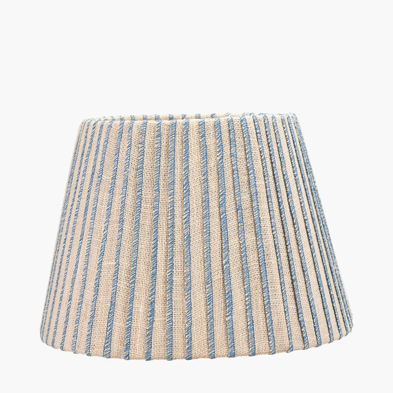Isla 35cm Jute Striped Natural & Blue Tapered Lampshade