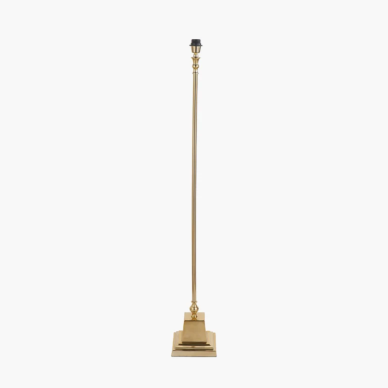 Claudius Gold Metal Stick Floor Lamp Base with Kamilah 40cm Red Chevron Patterned Mushroom Pleat Tapered Lamp Shade