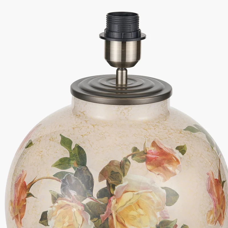Classic Rose Large Glass Table Lamp Base with Edward 40cm Pistachio Green Linen Cylinder Lampshade