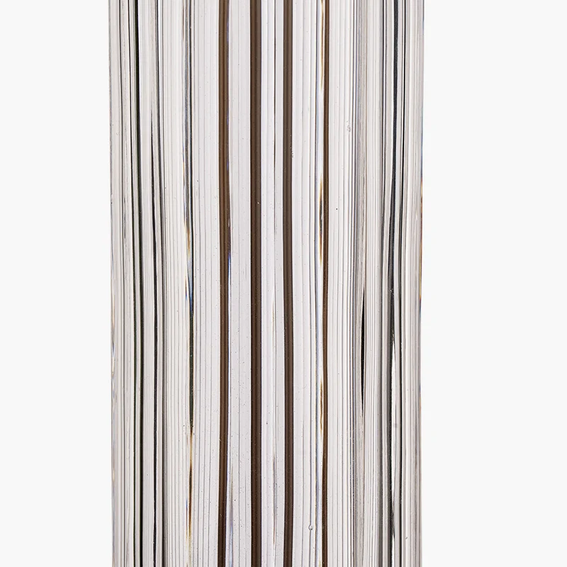 Ciara Clear Glass and Antique Bronze Metal Table Lamp Base with Stellan 35cm Green Slubbed Silk Mix Gold Lined Cylinder Lampshade