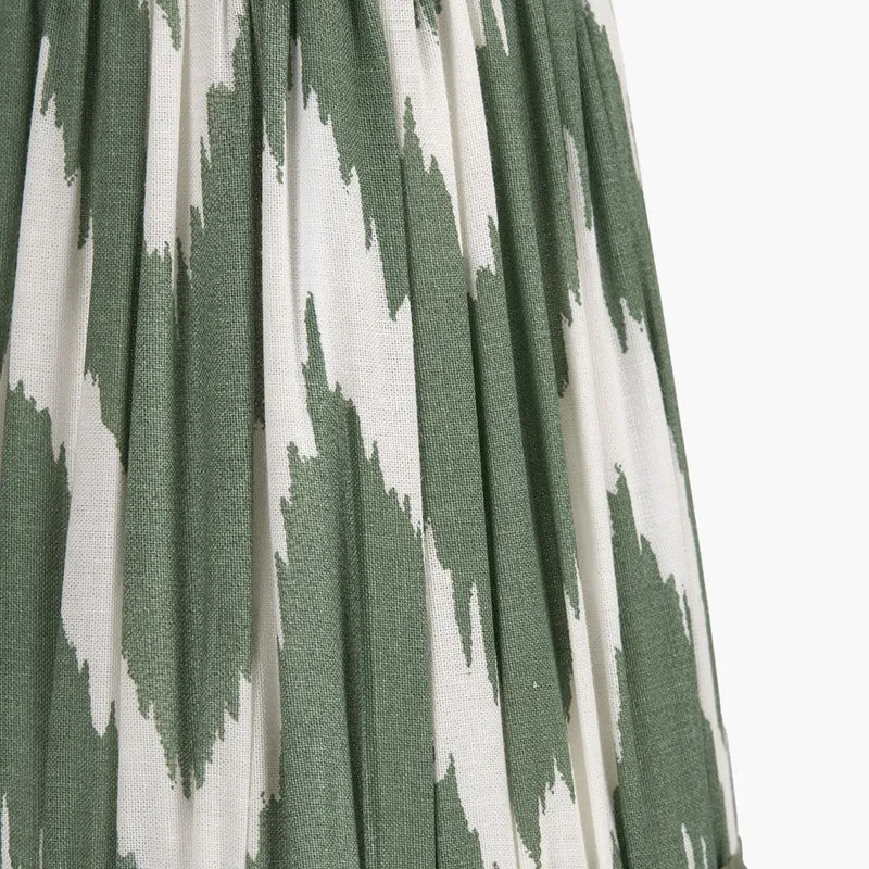 Kamilah 14cm Sage Chevron Pattered Mushroom Pleat Tall Tapered Candle Clip Lampshade