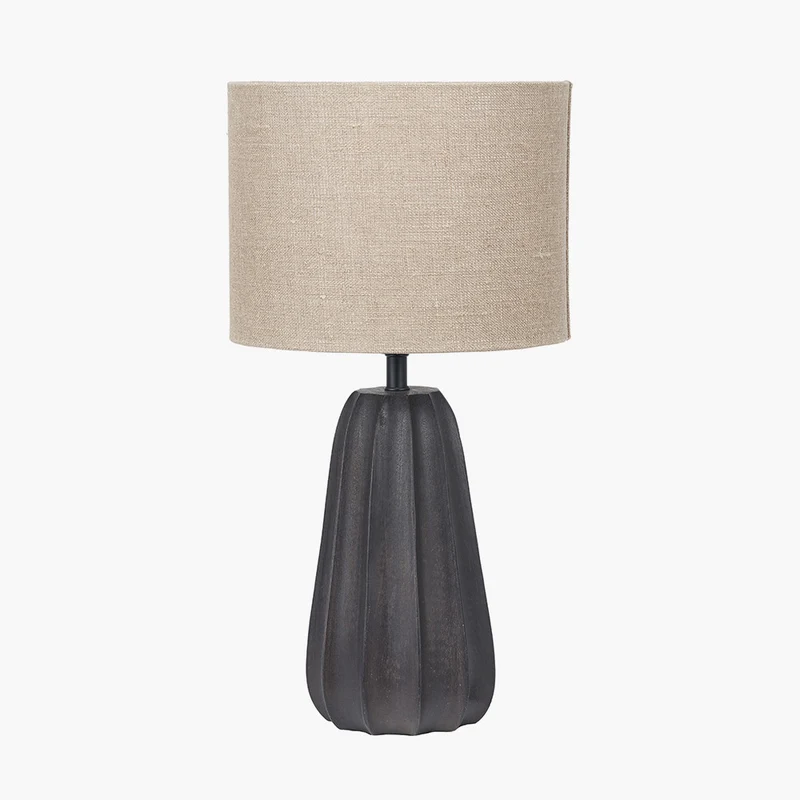 Kairo Black Tall Textured Wood Table Lamp