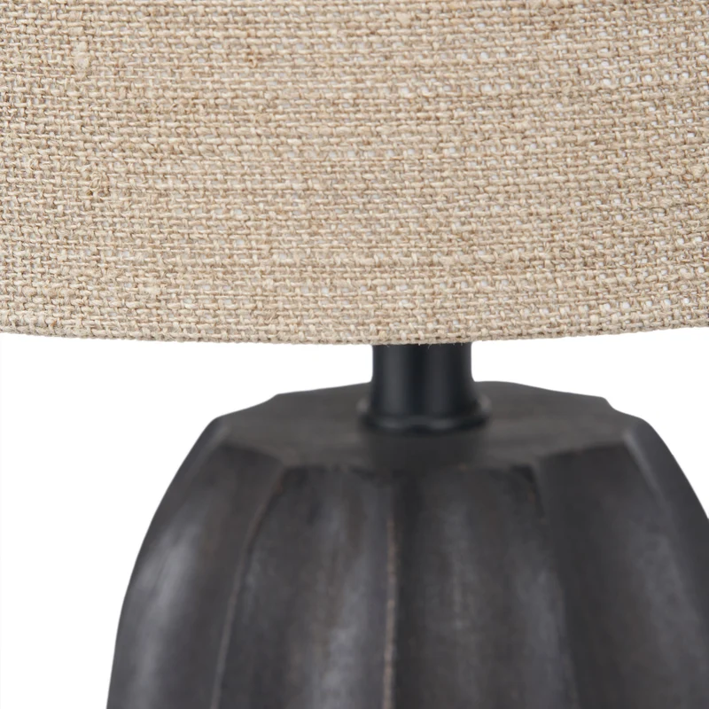 Kairo Black Tall Textured Wood Table Lamp