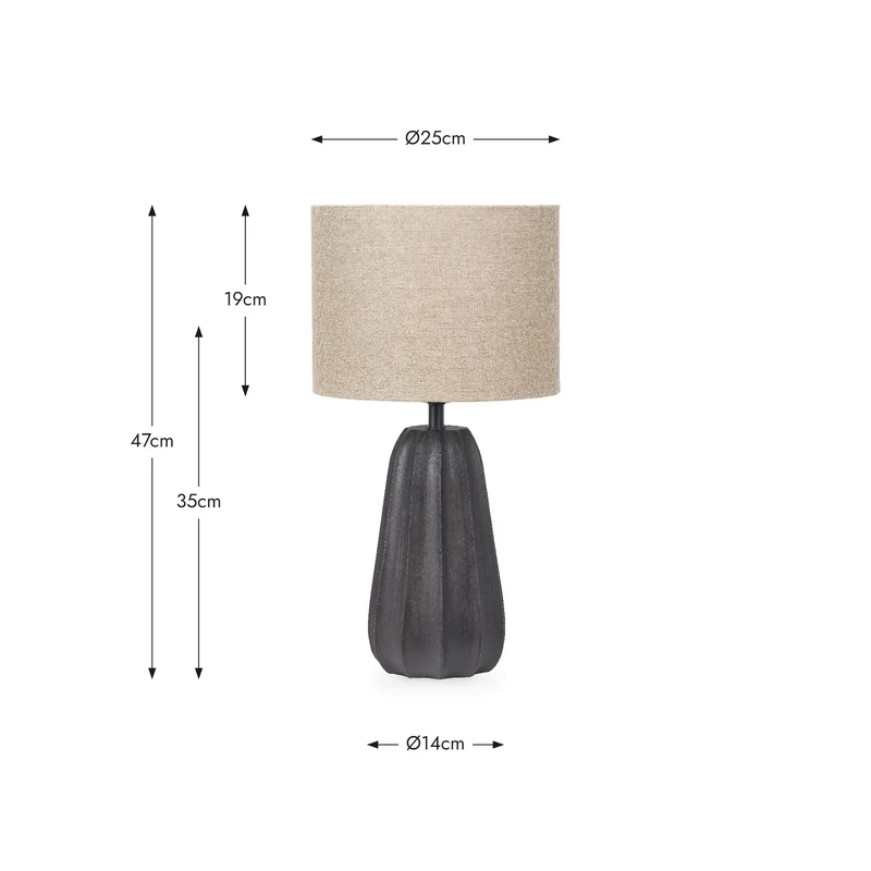 Kairo Black Tall Textured Wood Table Lamp