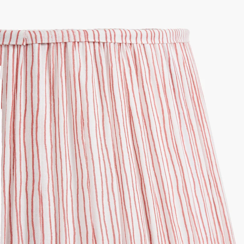 Captiva Grey Wash Mango Wood Floor Lamp Base with Thiago 45cm Cinnamon Stripe Mushroom Pleat Tapered Lampshade