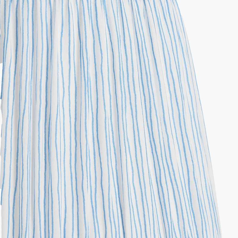Captiva Antique Black Mango Wood Table Lamp Base with Thiago 35cm Ocean Blue Stripe Mushroom Pleat Tapered Lampshade