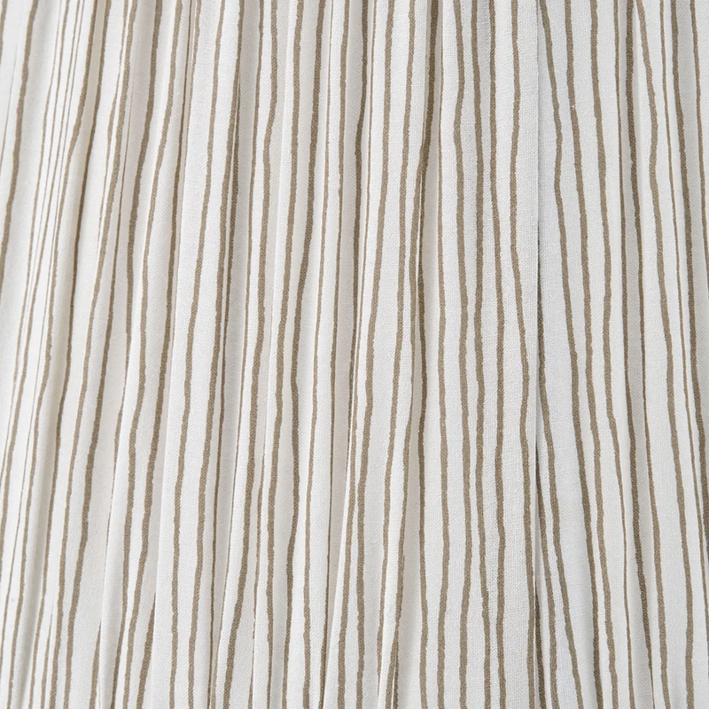 Captiva Antique Black Mango Wood Table Lamp Base with Thiago 35cm Natural Stripe Mushroom Pleat Tapered Lampshade