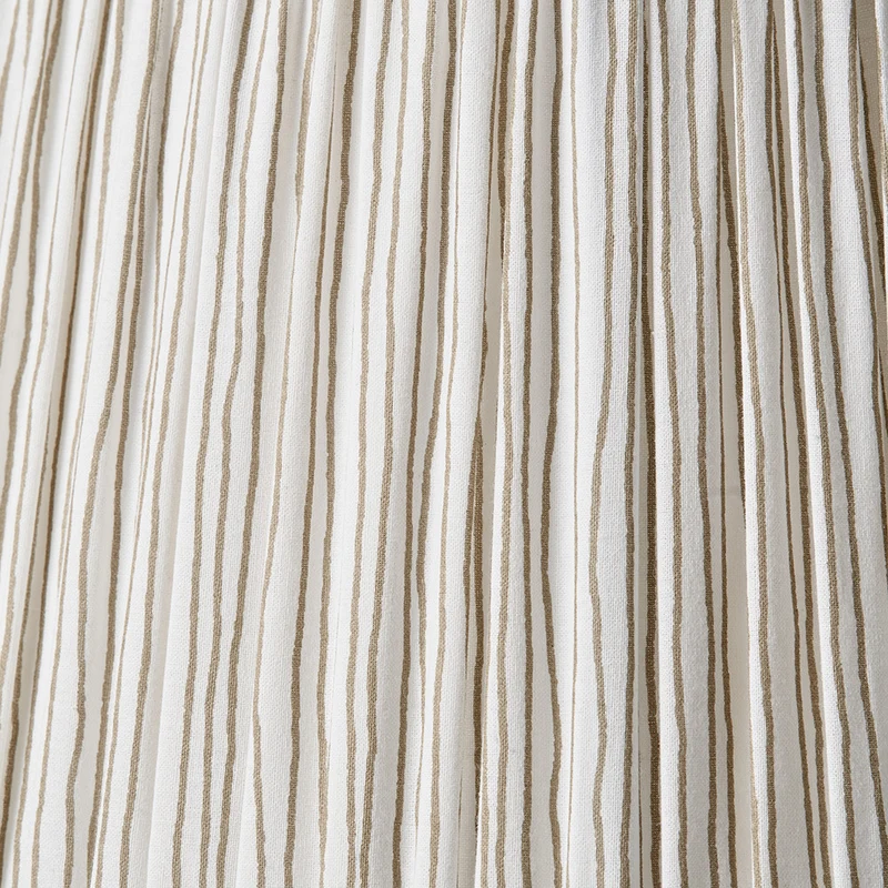 Captiva Antique Black Mango Wood Floor Lamp Base with Thiago 45cm Natural Stripe Mushroom Pleat Tapered Lampshade