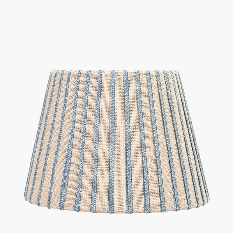 Isla 30cm Jute Striped Natural & Blue Tapered Lampshade