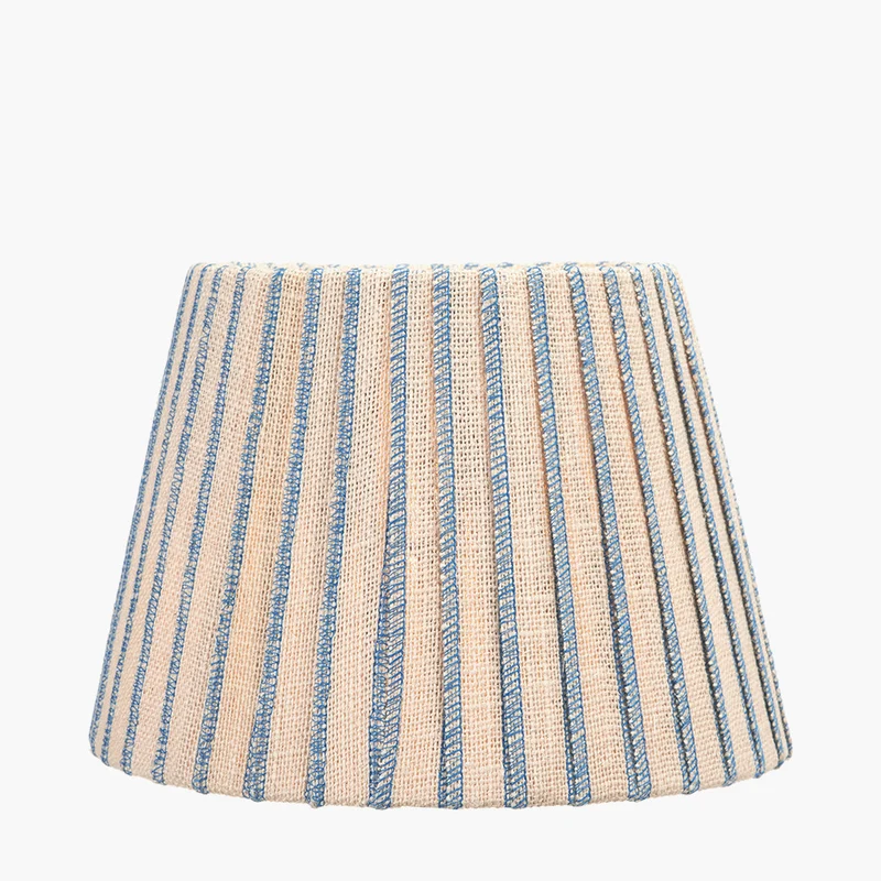 Isla 30cm Jute Striped Natural & Blue Tapered Lampshade