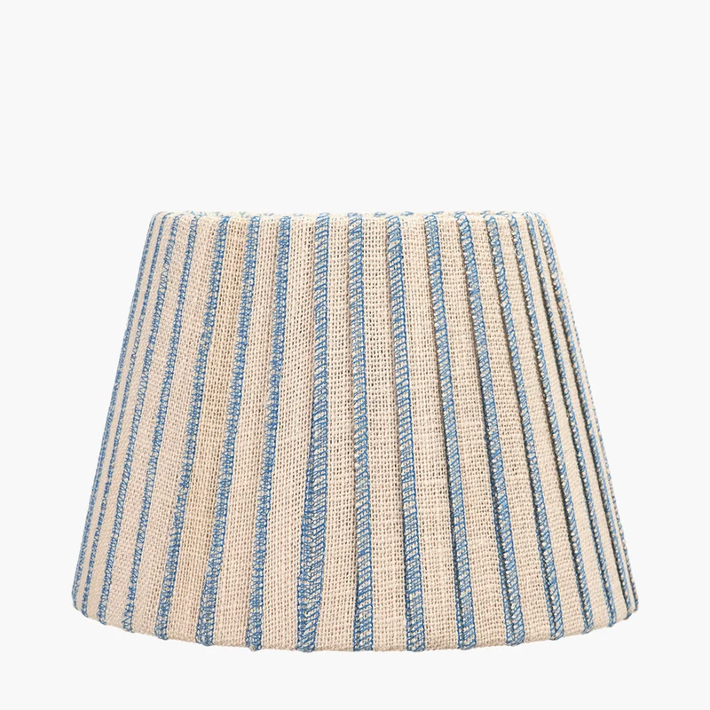 Isla 30cm Jute Striped Natural & Blue Tapered Lampshade