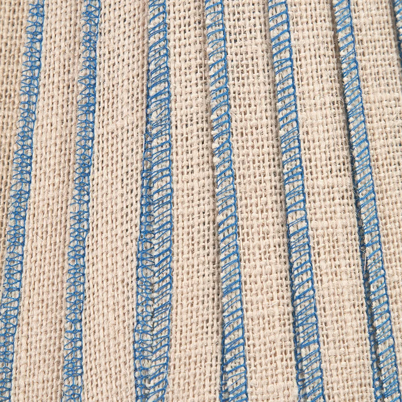 Isla 30cm Jute Striped Natural & Blue Tapered Lampshade