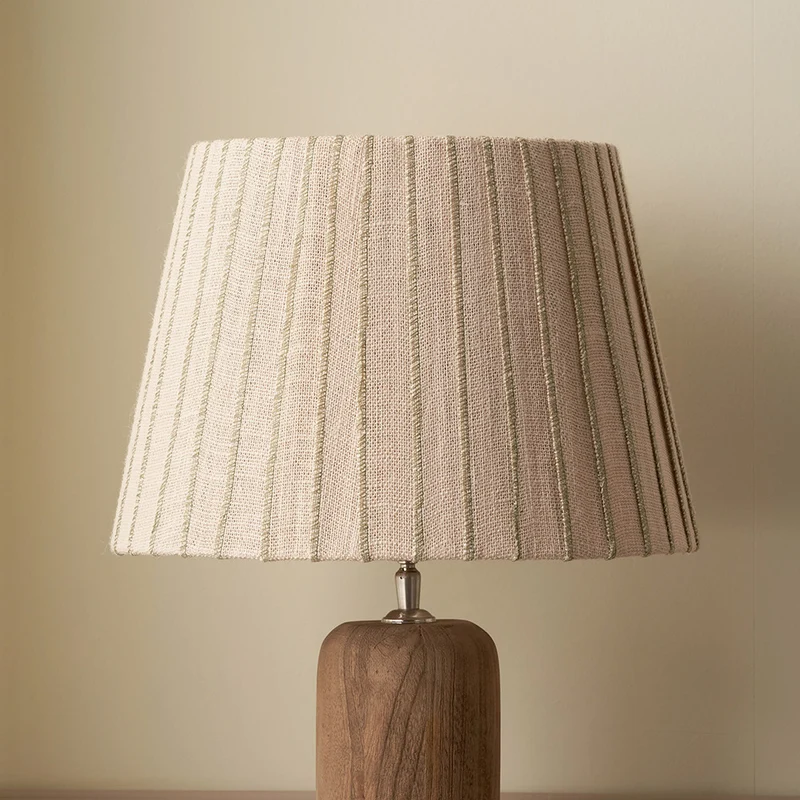 Isla 25cm Jute Striped Natural & Olive Tapered Lampshade