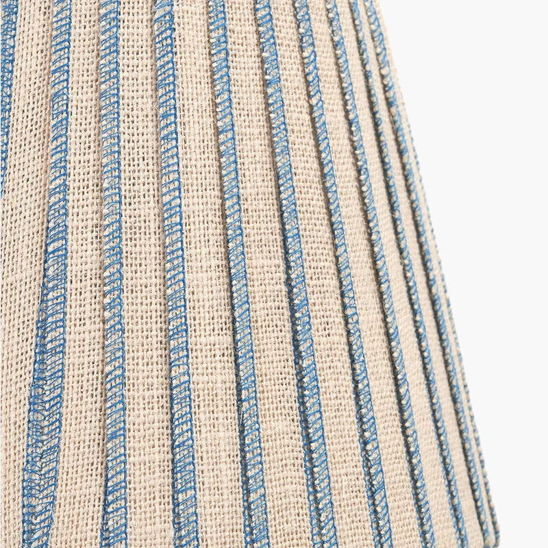 Isla 25cm Jute Striped Natural & Blue Tapered Lampshade