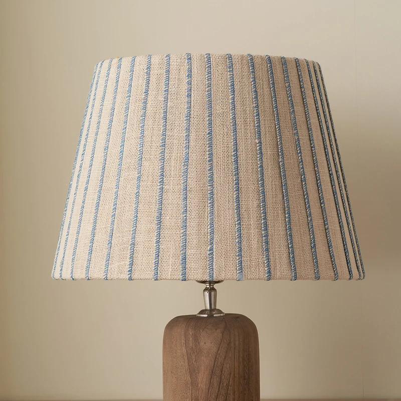 Isla 25cm Jute Striped Natural & Blue Tapered Lampshade