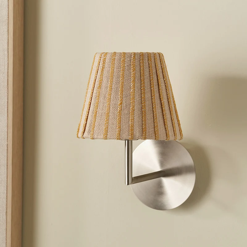 Isla 16cm Jute Striped Natural & Yellow Tapered Lampshade
