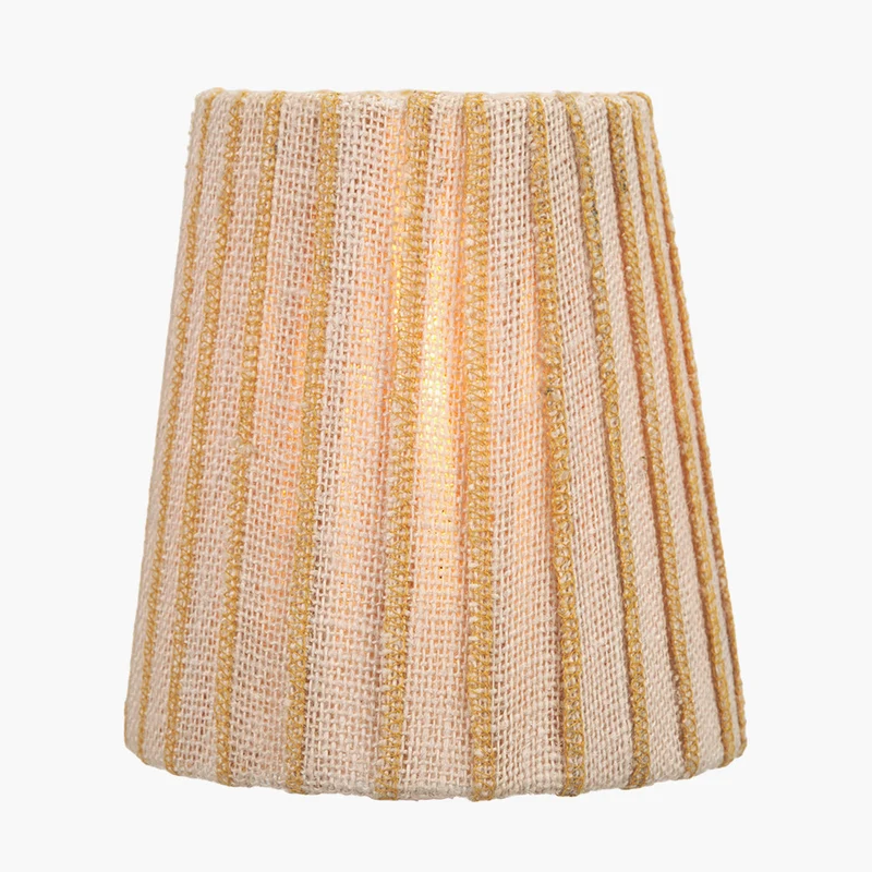 Isla 14cm Jute Striped Natural & Yellow Tall Tapered Candle Clip Lampshade