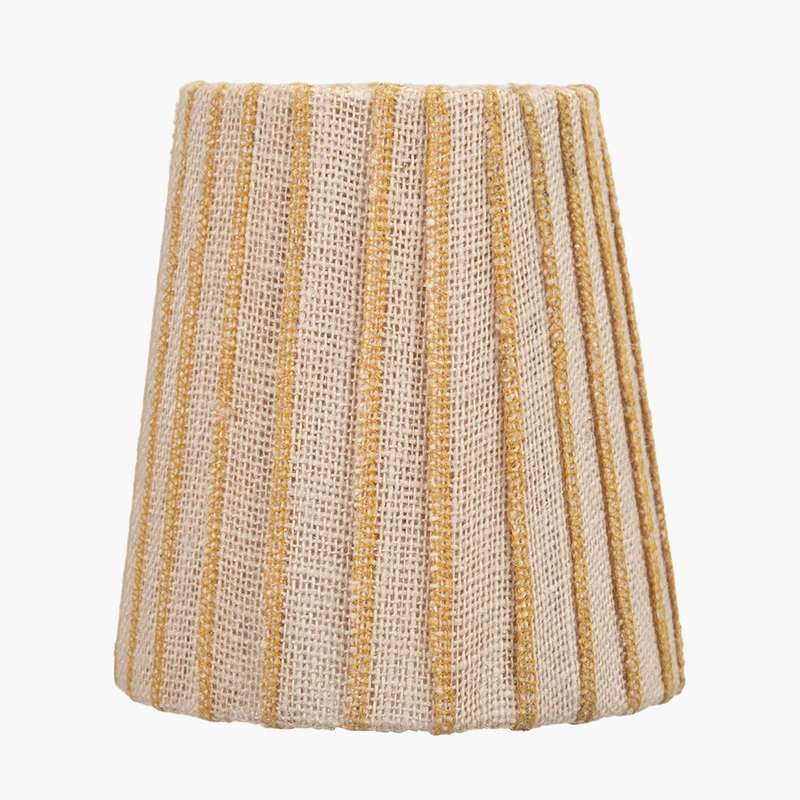 Isla 14cm Jute Striped Natural & Yellow Tall Tapered Candle Clip Lampshade