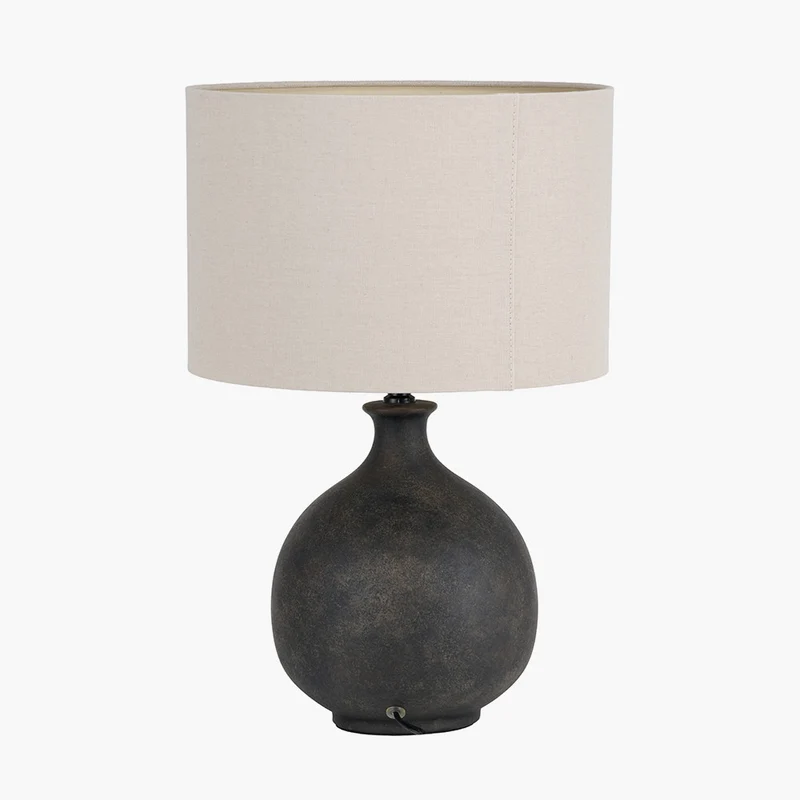 Kovu Matt Bronzed Round Ceramic Table Lamp