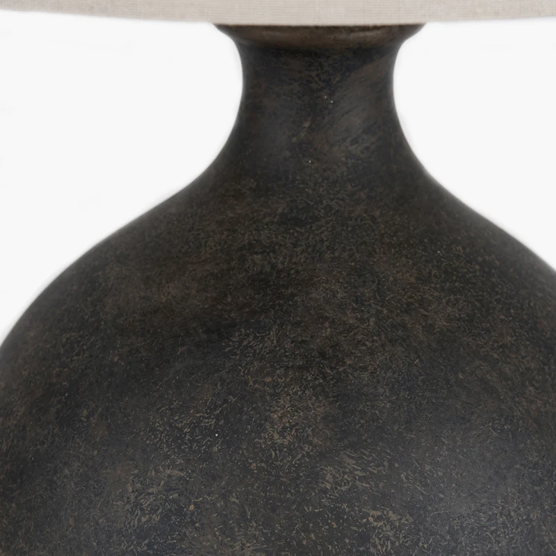 Kovu Matt Bronzed Round Ceramic Table Lamp