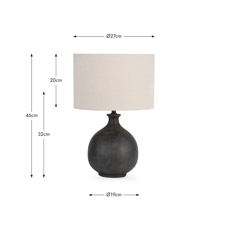 Kovu Matt Bronzed Round Ceramic Table Lamp