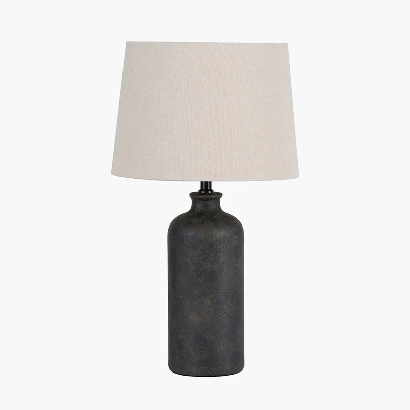 Kovu Matt Bronzed Cylinder Ceramic Table Lamp