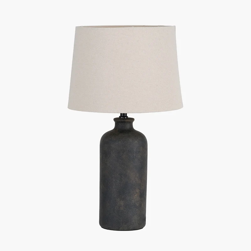 Kovu Matt Bronzed Cylinder Ceramic Table Lamp