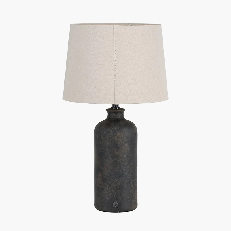 Kovu Matt Bronzed Cylinder Ceramic Table Lamp