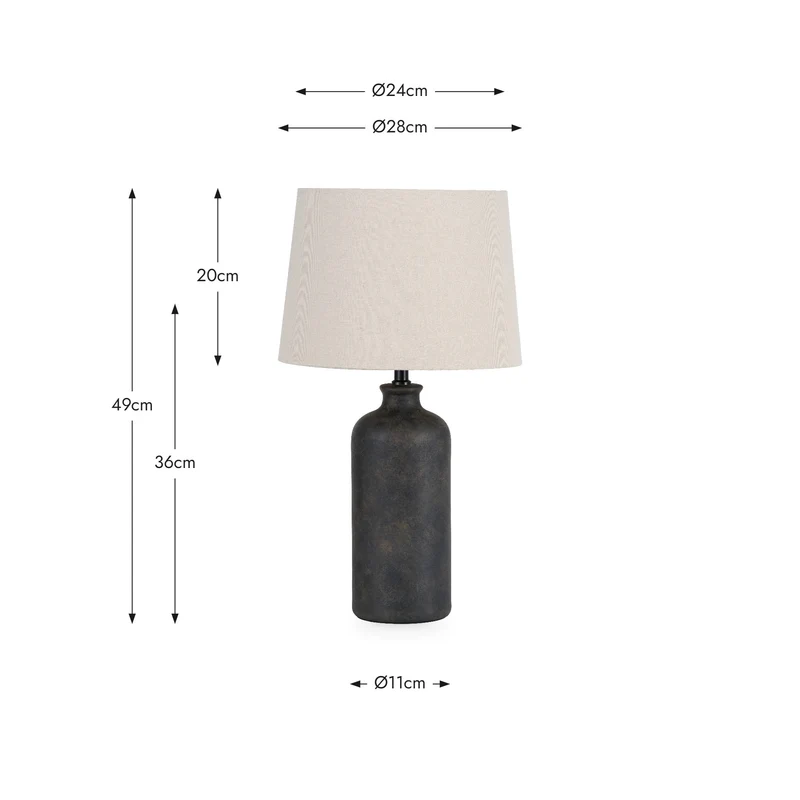 Kovu Matt Bronzed Cylinder Ceramic Table Lamp