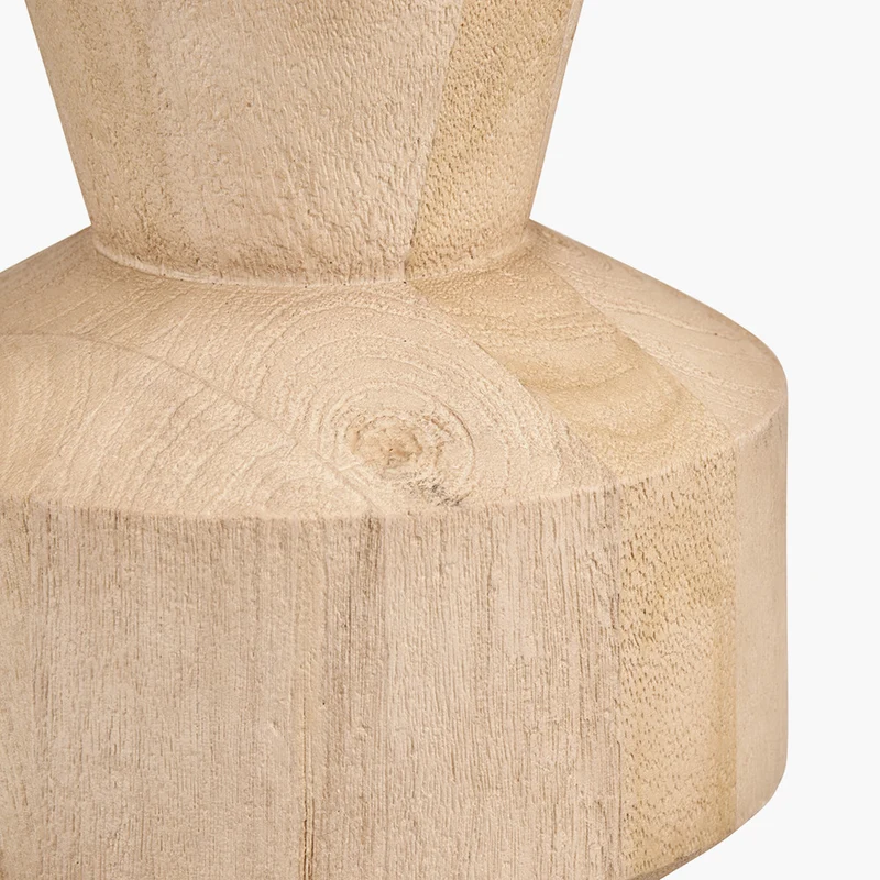 Koa Natural Mango Wood Contemporary Table Lamp Base with Lino 35cm White Self Lined Linen Cylinder Lampshade