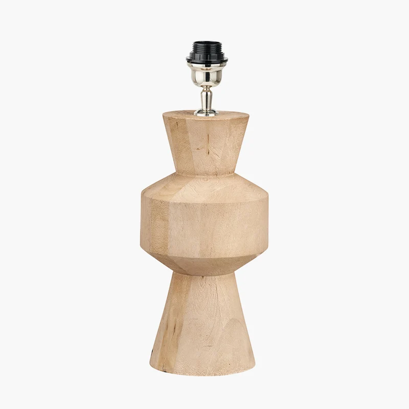 Koa Natural Mango Wood Contemporary Table Lamp Base with Edward 35cm Pistachio Green Linen Cylinder Lampshade