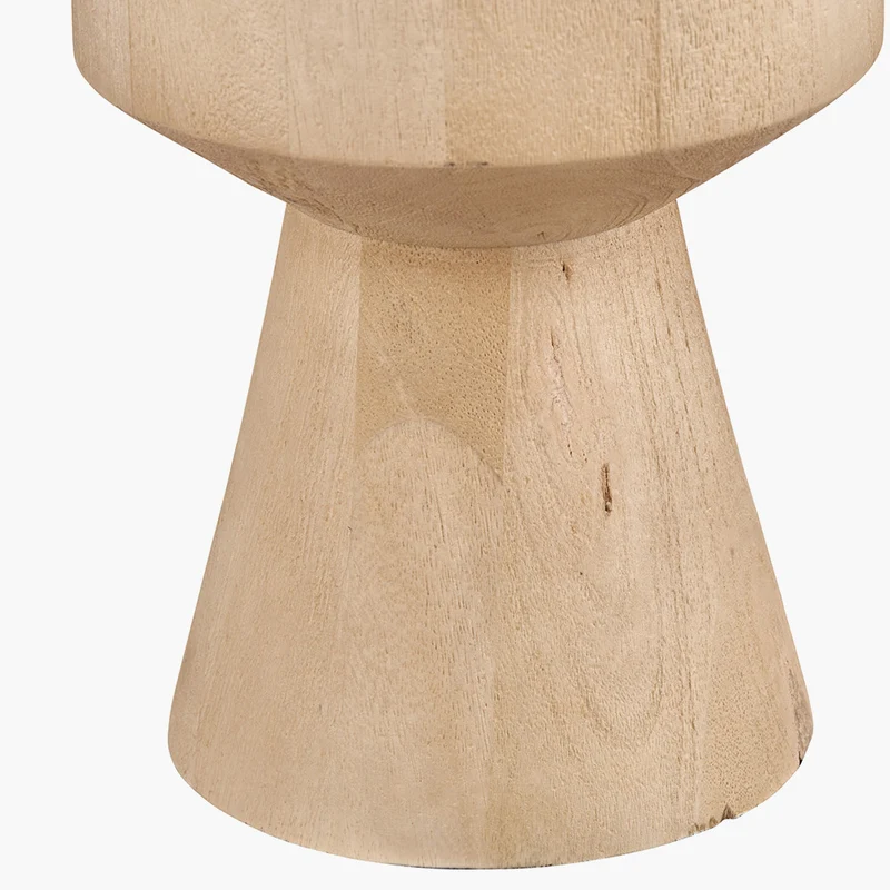 Koa Natural Mango Wood Contemporary Table Lamp Base with Edward 35cm Pistachio Green Linen Cylinder Lampshade