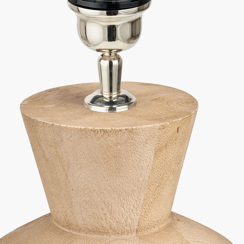 Koa Natural Mango Wood Contemporary Table Lamp Base with Edward 35cm Natural Linen Cylinder Lampshade