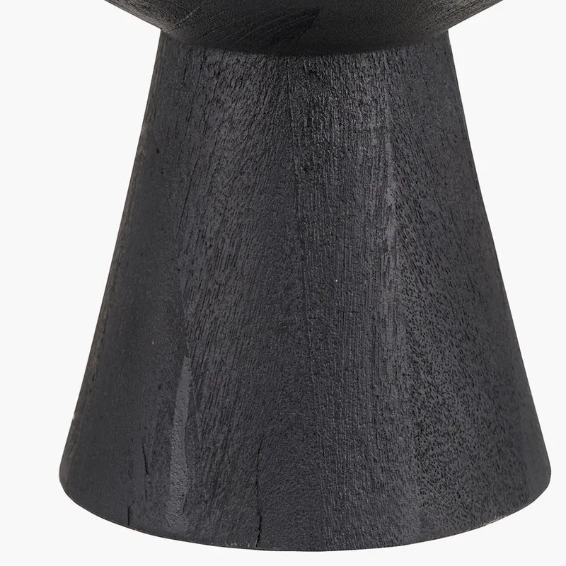 Koa Black Mango Wood Contemporary Table Lamp Base with Lino 35cm Cinnamon Self Lined Linen Cylinder Lampshade