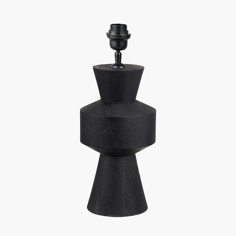 Koa Black Mango Wood Contemporary Table Lamp Base with Edward 35cm Pistachio Green Linen Cylinder Lampshade