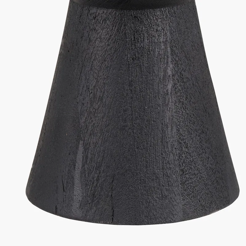 Koa Black Mango Wood Contemporary Table Lamp Base with Edward 35cm Pistachio Green Linen Cylinder Lampshade