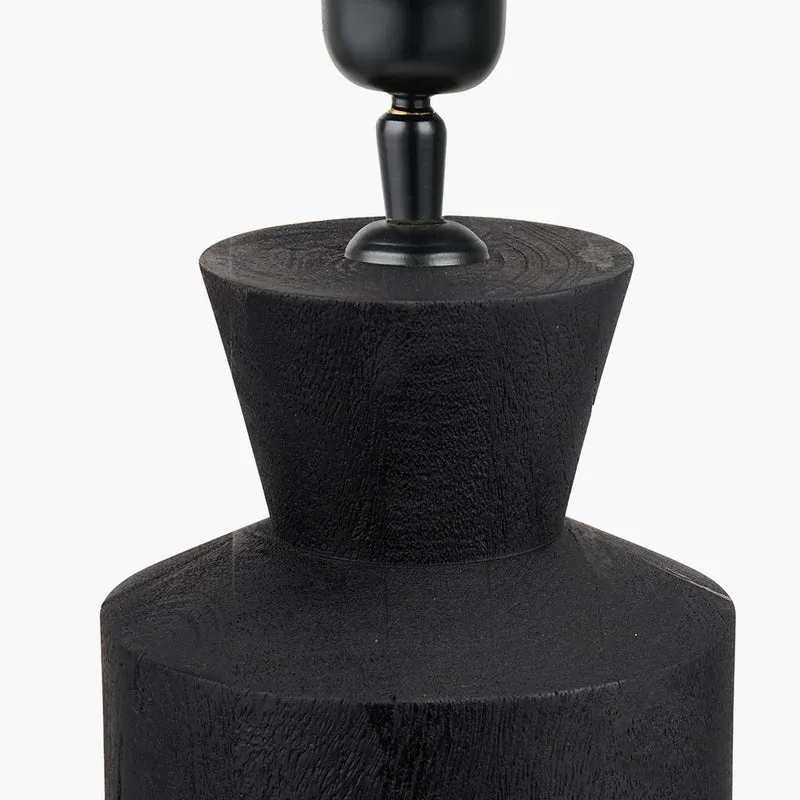 Koa Black Mango Wood Contemporary Table Lamp Base with Edward 35cm Natural Linen Cylinder Lampshade