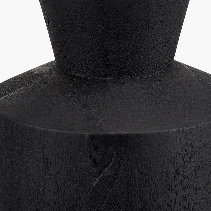 Koa Black Mango Wood Contemporary Table Lamp Base with Edward 35cm Natural Linen Cylinder Lampshade