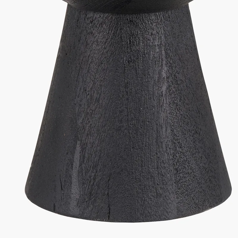 Koa Black Mango Wood Contemporary Table Lamp Base with Edward 35cm Natural Linen Cylinder Lampshade