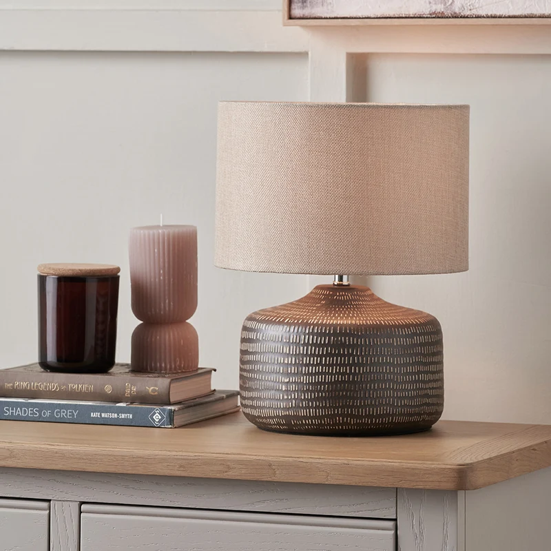 Kai Earth Coloured Textured Ceramic Table Lamp
