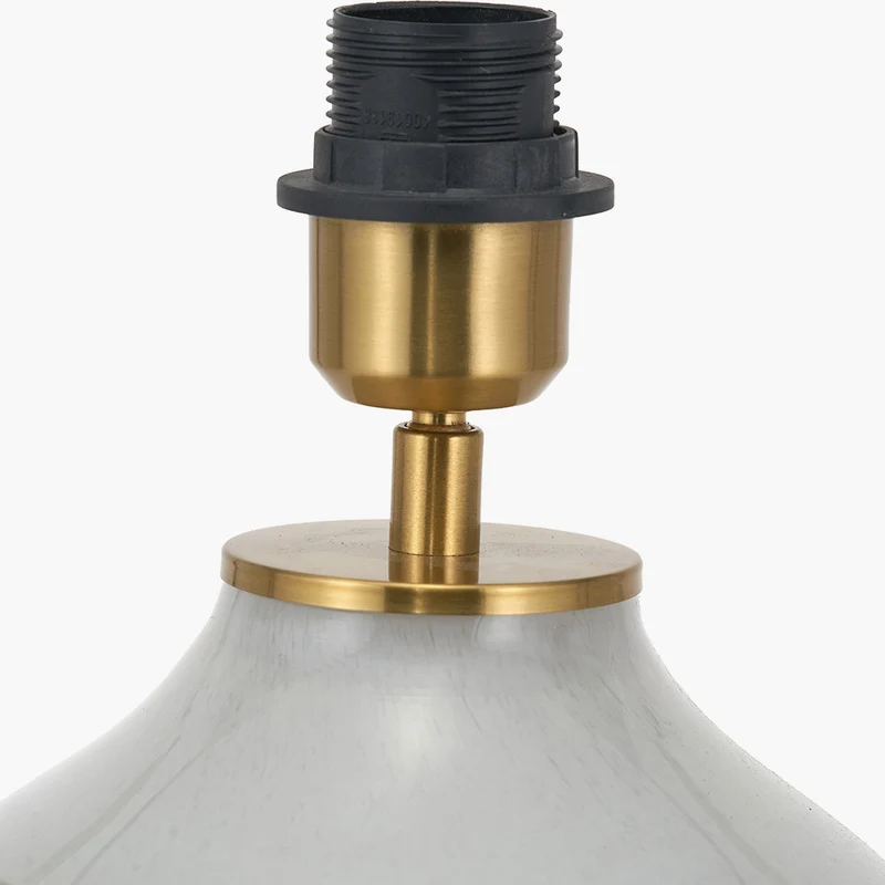 Juno Sage and Mist Ombre Glass Table Lamp with Henry 30cm White Handloom Cylinder Lampshade