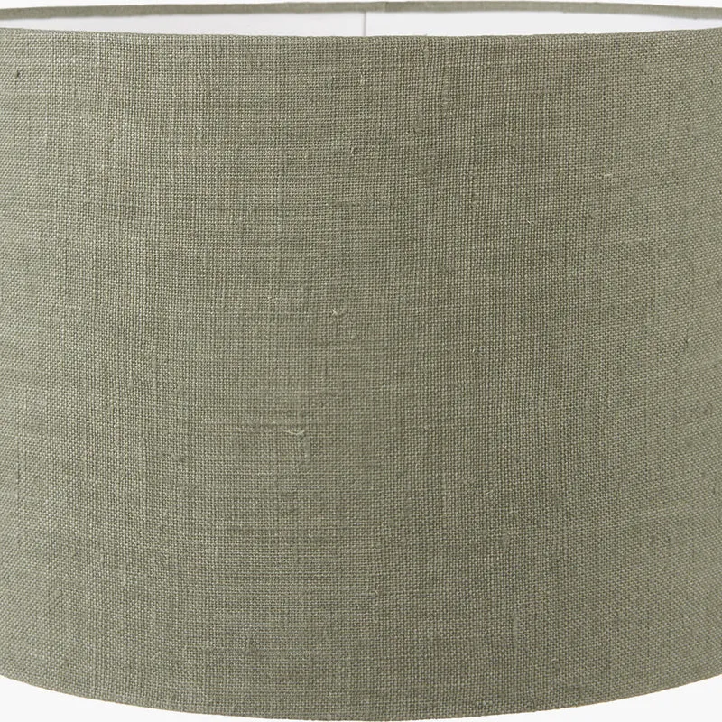 Juno Sage and Mist Ombre Glass Table Lamp with Edward 30cm Pistachio Green Linen Cylinder Lampshade
