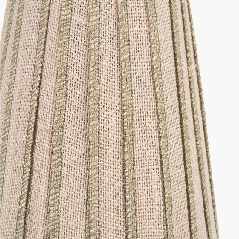 Isla 14cm Jute Striped Natural & Olive Tall Tapered Candle Clip Lampshade