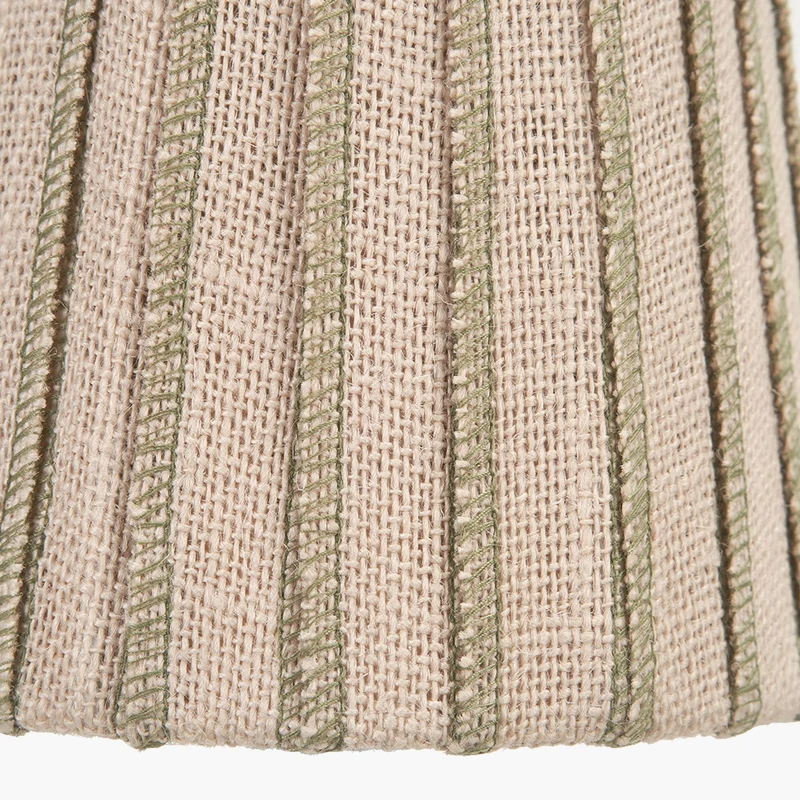 Isla 14cm Jute Striped Natural & Olive Tall Tapered Candle Clip Lampshade