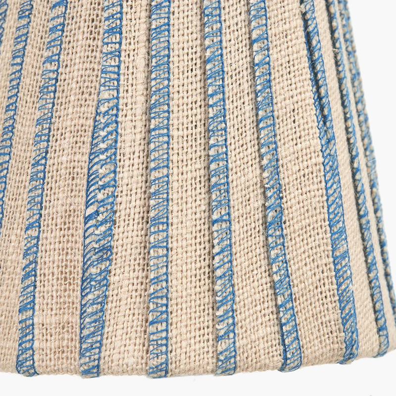 Isla 14cm Jute Striped Natural & Blue Tall Tapered Candle Clip Lampshade