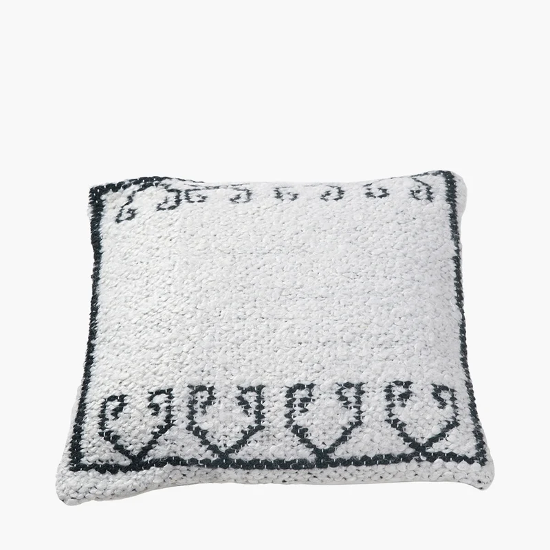 Indoor Outdoor White and Black Greek Key Design Scatter Cushion