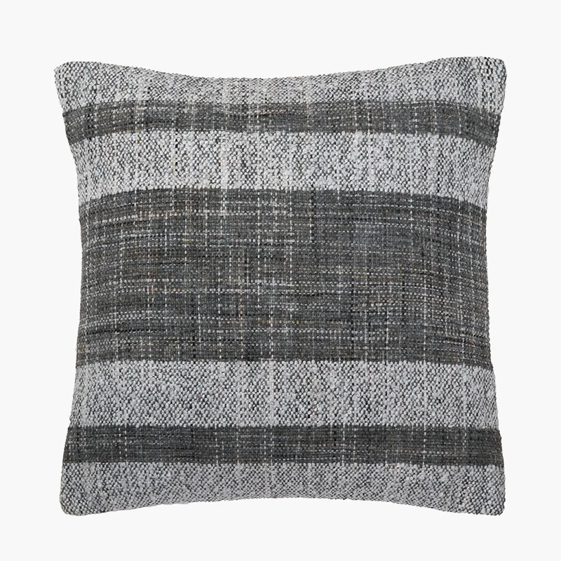 Indoor Outdoor Steel Grey and White Stripe Design Scatter Cushion