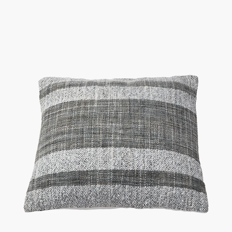 Indoor Outdoor Steel Grey and White Stripe Design Scatter Cushion