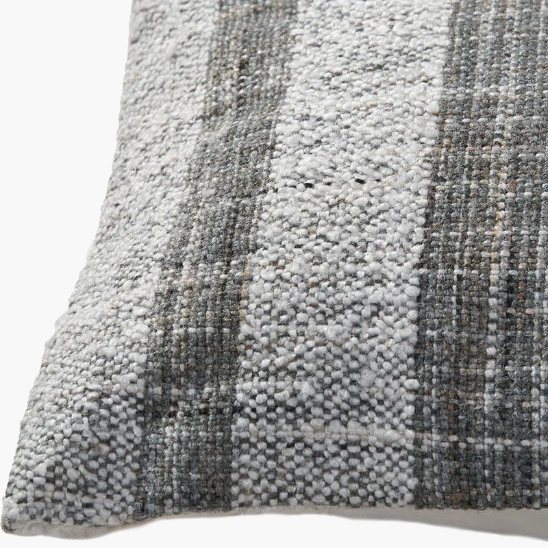 Indoor Outdoor Steel Grey and White Stripe Design Scatter Cushion